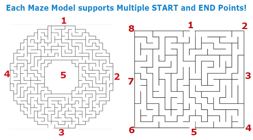 Maze builder options panel for creating diverse puzzle types