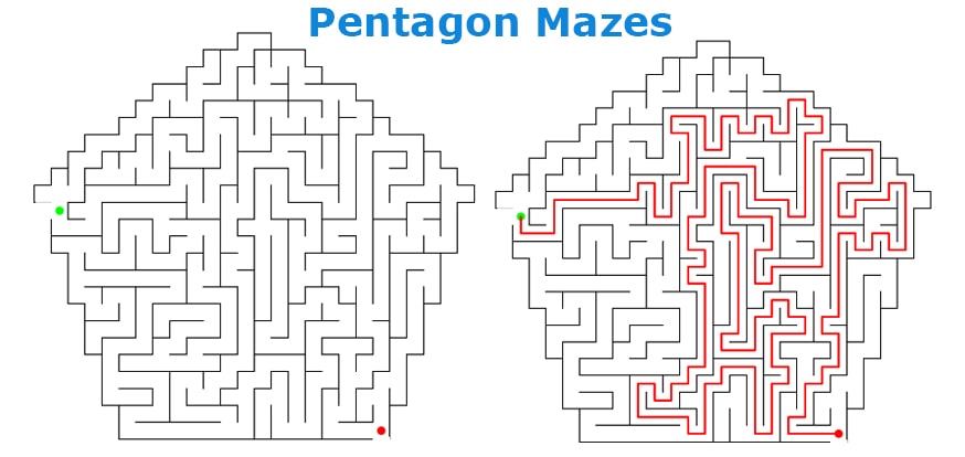 Pentagon maze builder designs for advanced maze puzzles